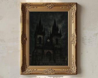 Gothic Kathedralen-Druck: Dark Academia Vampirschloss Wandkunst (Digitaler Download)