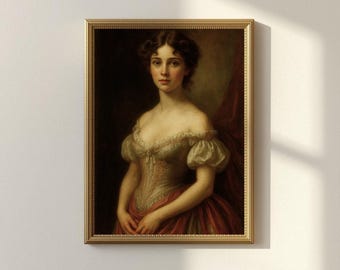 Victorian Woman Painting, Dark Academia Print, Antique charm, Baroque Wall Art (Digital Download)