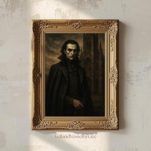 Ritratto di vampiro gotico maschile, stampa artistica vittoriana scura (download digitale)
