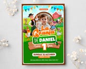 Farm 1st Birthday Invite Boy Canva Template