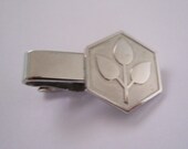 Silver Tie Clip Vintage Silver Mid Century Modern Simplistic Leaf Design Robbins Co Attleboro