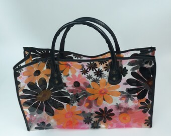 Vinyl and Floral Canvas Loule Crossbody Bag