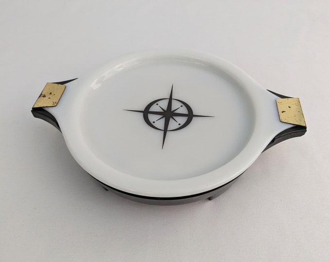 Pyrex Compass Milk Glass Hot Plate Vintage Tea Pot Warmer Etsy