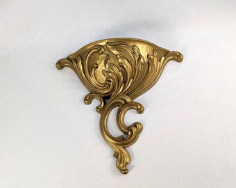 Gold Wall Pocket Planter ~ Vintage Hanging Wall Decor ~ Hollywood Regency Style