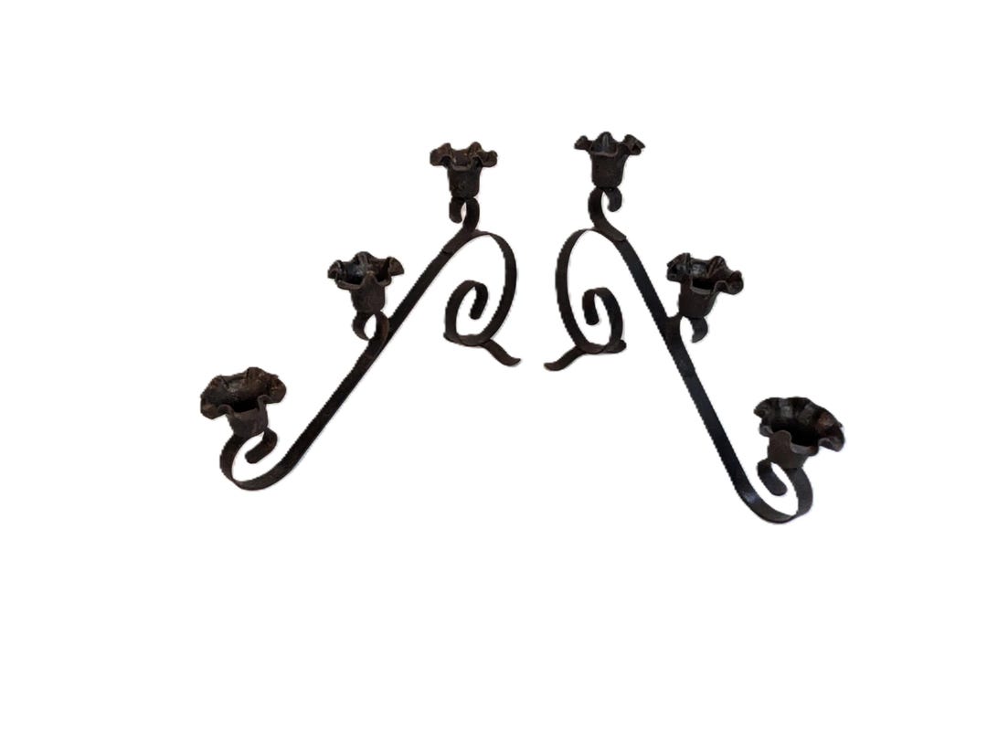 Vintage Metal Candlestick Holders ~ Distressed Black ~ Set of Two - Etsy