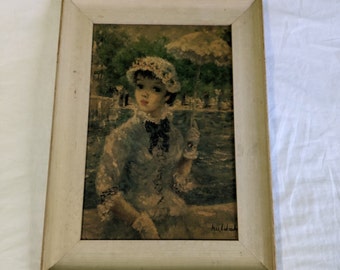 Framed Vintage Girl with Parasol Print ~ Huldah Shabby Chic Lady Picture ~18" by 13 1/4"