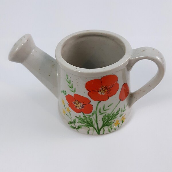 Small Floral Watering Can Planter ~ Garden Display Knick Knack Decor ~ Vintage Ardco Japan