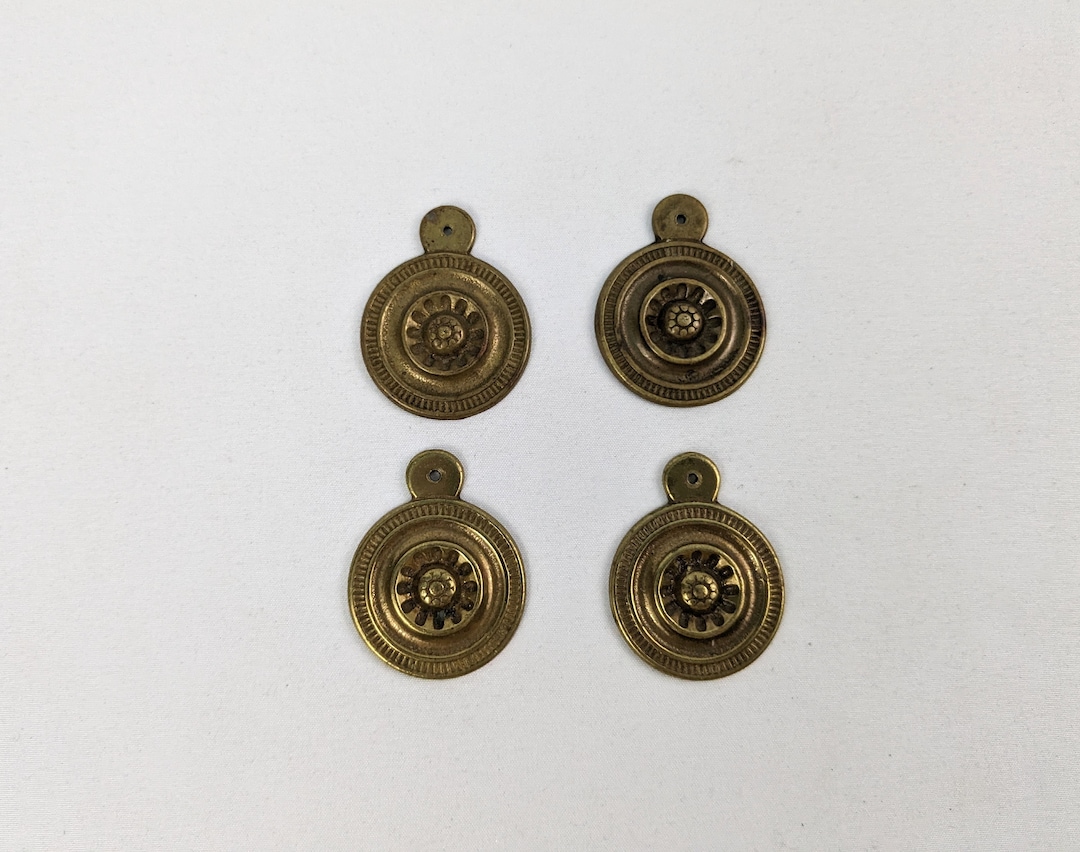 Set of Four Vintage Antique Brass Bed Bolt Covers Numbered Etsy