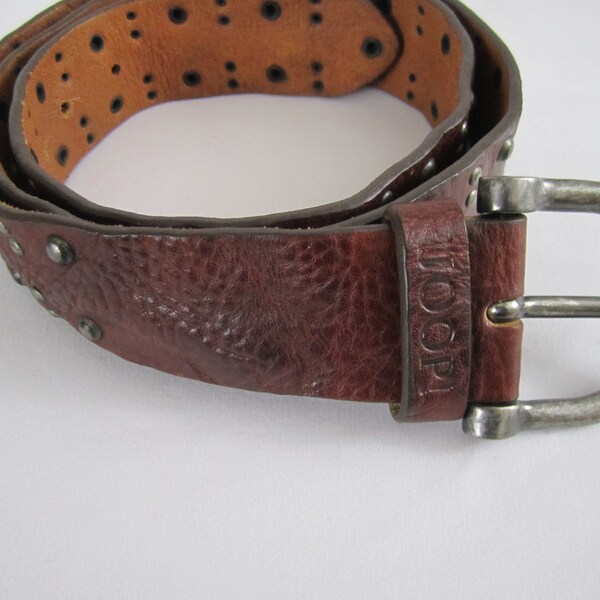 vintage Joop Brown Cuir et Silver Studded Belt ~ Italie ~ Unisexe ~ Large à X Large