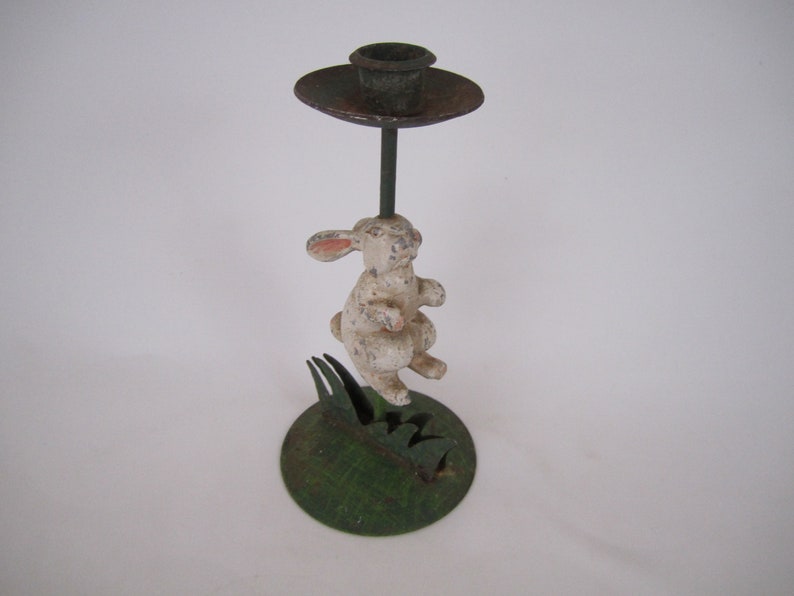 Metal Rabbit Candlestick Holder~Vintage~Antiqued~Hand Painted~Cottage~Country~Farmhouse~Spring Decor~5 Available