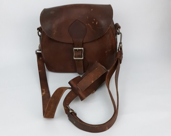 Gokey Heavy Leather Hunting Ammo Bag Vintage Distressed Leather Hunting