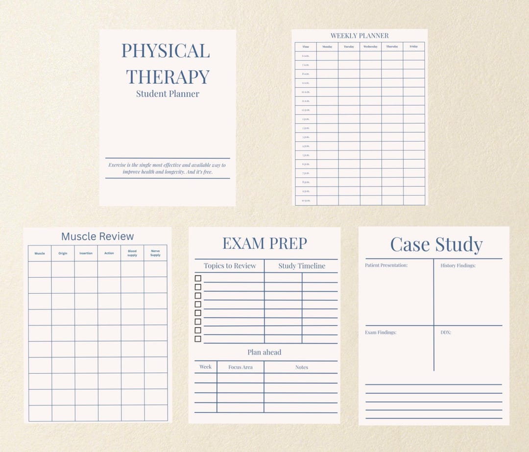 PT Student Planner Starter Pack | Printable Physical Therapy School ...