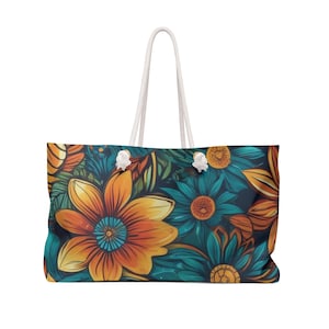 Bolso de fin de semana floral, estilo bohemio, para playa y gimnasio