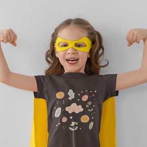 Botanical Kid Shirt Design Pattern Cloud Print Nature Theme Flower Clothing Organic Cotton Top Casual Wear Eco Friendly Child Outfit