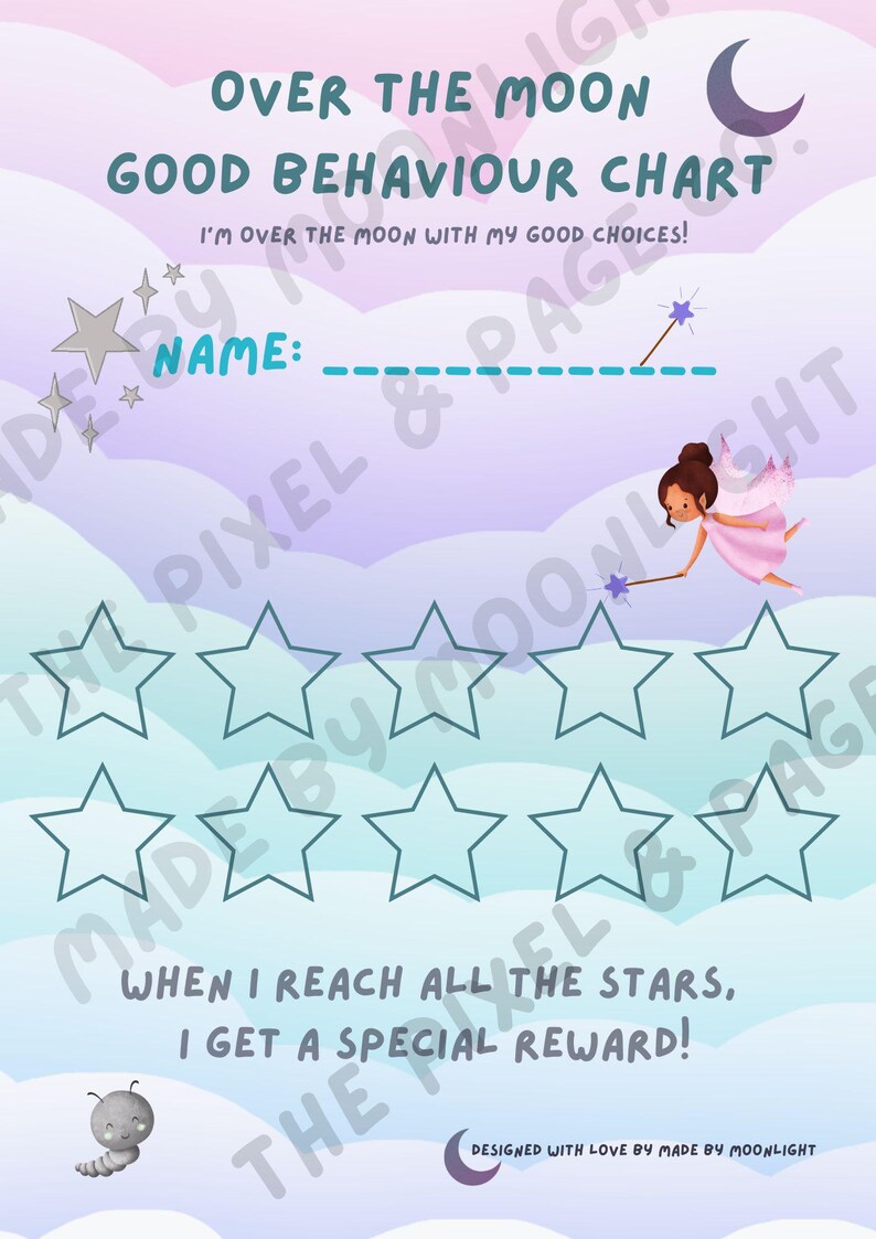 Over the Moon Good Behaviour Chart — Printable Reward Chart for Kids - Etsy