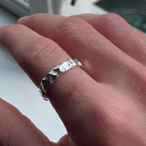Textured Sterling Silver Ring - Elegant Minimalist Sleek Clean Silver Ring Perfect for Everyday Wear