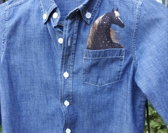 Handpainted denim shirt kids extra small size 4