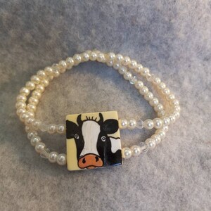 Handpainted cow bracelet