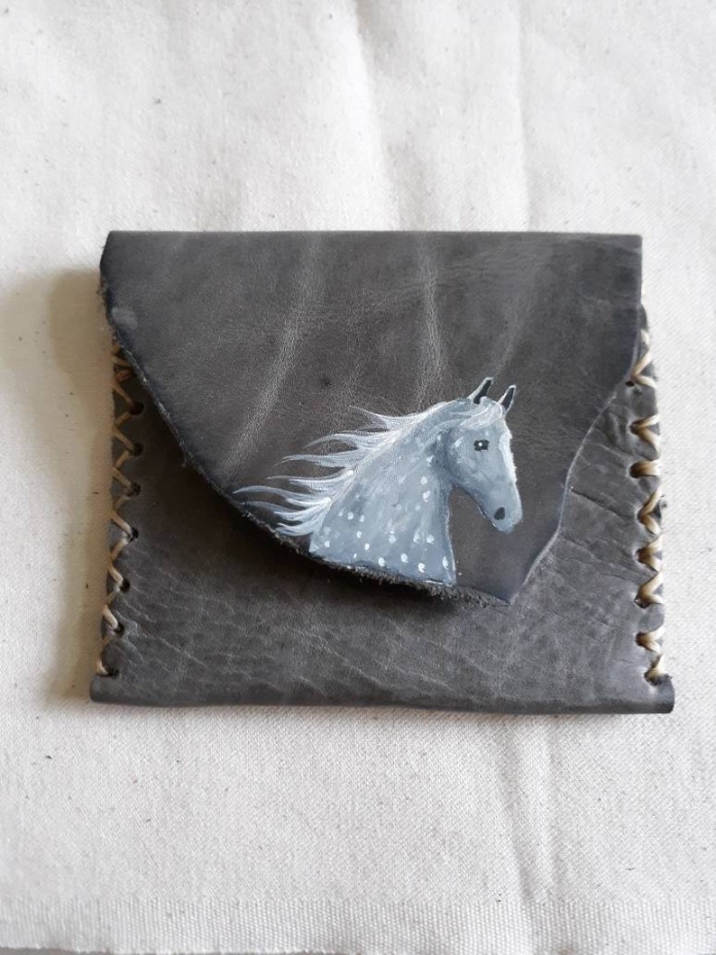 Handpainted soft leather purse