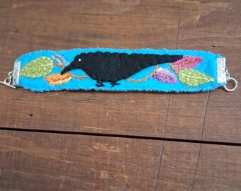 felt raven bracelet
