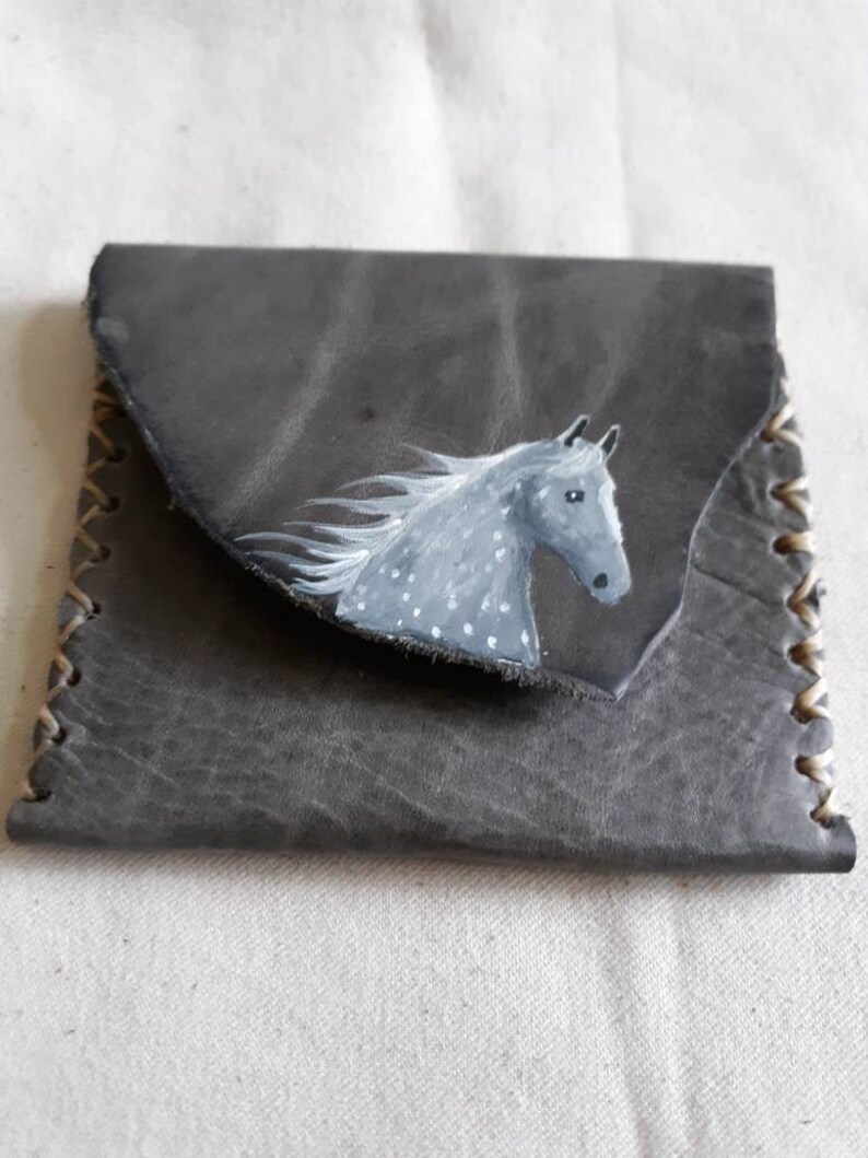 Handpainted soft leather purse