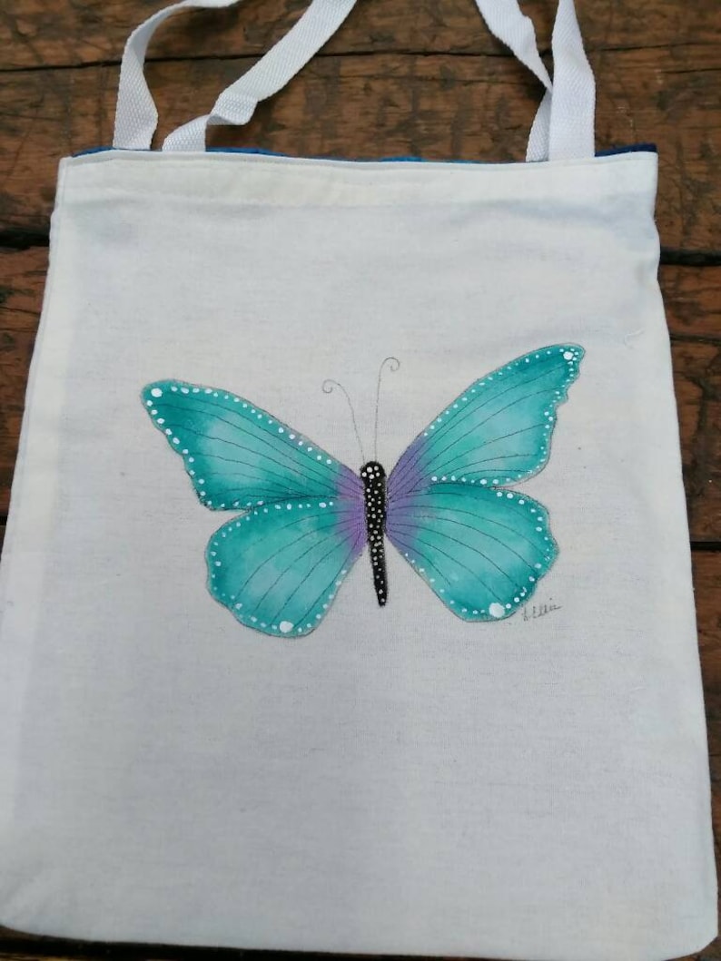 Beautiful Handpainted butterfly on a canvas tote