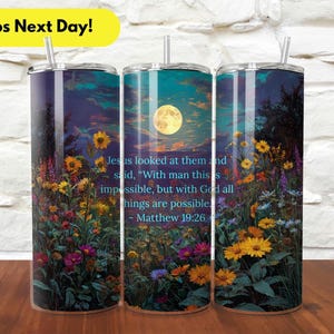 Inspirational Bible Verse Skinny Tumbler, 20oz - Motivational Drinkware for Faith Lovers, Ideal Gift for Devotional Moments, Bible Verse Cup