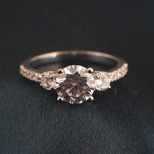 Silver Diamond Ring, 14k White Gold Plated Sterling Silver Ring For Women, Sparkling Round Stone Ring, Handmade Wedding Ring, Gift For Her