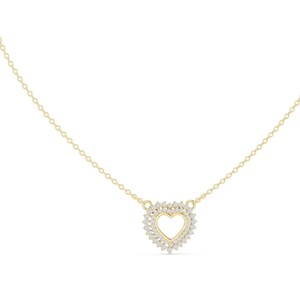 Moissaite Heart Shape Pendant Necklace For Women, 14k Solid Yellow Gold Charm Pendant, Handmade Minimalinst Solid Gold Pendant, Gift For Her