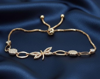 Pulsera de diamantes y moissanita para mujer, plata chapada en oro de 14 k, joyería artesanal ocasional.