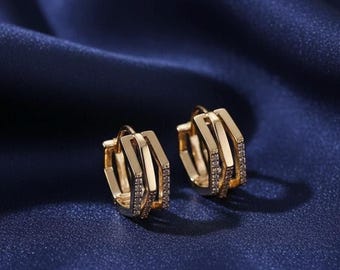 Diamant/moissaniet Huggie-oorringen voor dames 14k verguld zilver Klassiek Cadeau voor haar