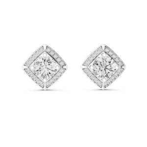 Minimalist Solid Gold Stud Earrings, Round Moissanite Earrings For Women, 14k Solid White Gold Studs For Girls, Dainty Earring, Gift For Her