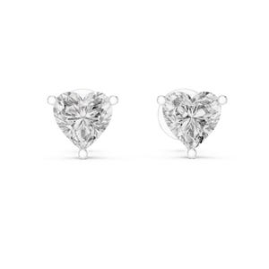 Heart Shape Minimalist Stud Earrings, Shiny Heart Cut Moissanite Earrings For Women, 14k Solid White Gold Studs, Screw Back Dainty Earrings