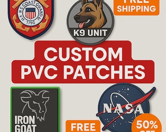 Custom Pvc Patches, rubber patches, sew on, iron on, velcro hook and loop