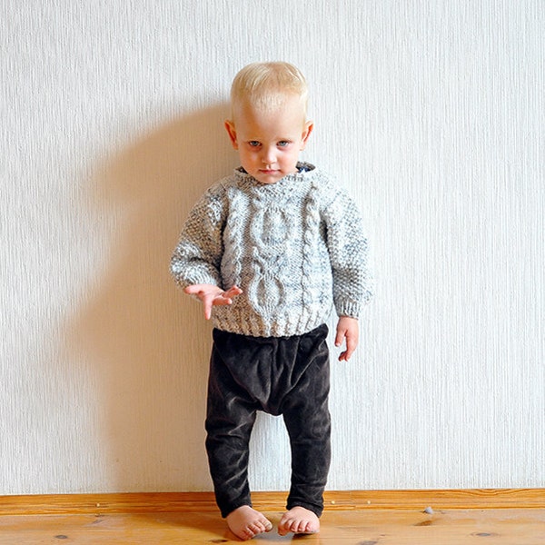 Toddler / Baby Girl / Boy Harem Pants, Brown super soft velvet cable knit pattern, cotton, boho, hippie 12-18 months toddlers / babies