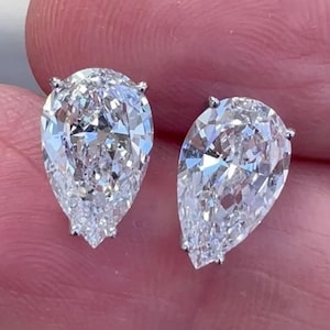 9x6 MM Pear Cut Moissanite Stud Earrings, CZ Diamond Solitaire Pear Stud Earrings, Screw Back Earrings, 925 Sterling Silver Earring Gift Her