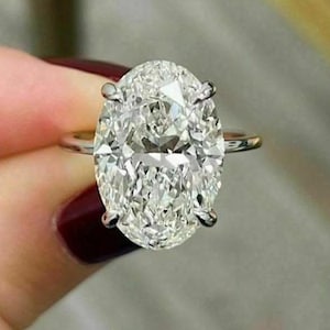 7CT Oval Cut Simulated Diamond Engagement Ring, Oval Hidden Halo Solitaire Ring 925 Sterling Silver Wedding Ring, Proposal Ring Gift For Her
