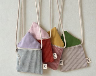 bunte Tasche aus Cord für Kinder zum Umhängen, Geschenke Einschulung Mädchen, Einschulungs Geschenke, Schultüte Füllung, Geschenkideen Kind