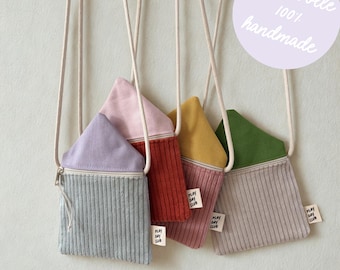 bunte Tasche aus Cord für Kinder zum Umhängen, Geschenke Einschulung Mädchen, Einschulungs Geschenke, Schultüte Füllung, Geschenkideen Kind