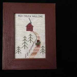 Download Pattern Cross Stitch Red Truck Tree Shape or Framed