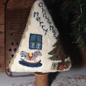 Punchneedle Pattern Merry Christmas Rocking Horse
