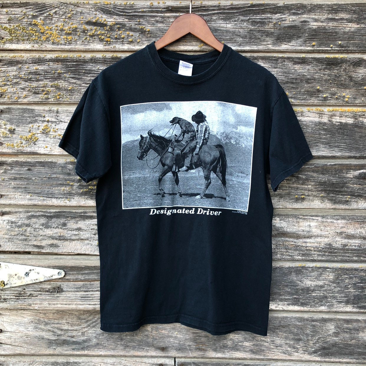 Designated Driver T-shirt Dog Riding Horse Drunk Cowboy Paul