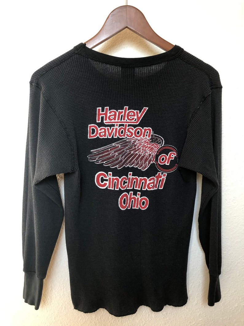 Vintage Harley Davidson shirt thermal 90s grunge motorcycle graphic long sleeve For Bikers Only RARE HD biker moto tee shirt unisex S small image 7