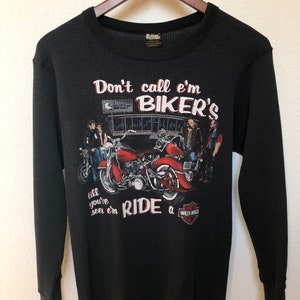 Vintage Harley Davidson shirt thermal 90s grunge motorcycle graphic long sleeve For Bikers Only RARE HD biker moto tee shirt unisex S small image 3