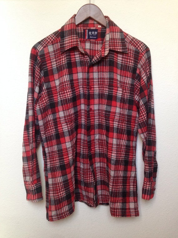 Mens red and black checkered flannel shirt Clearance