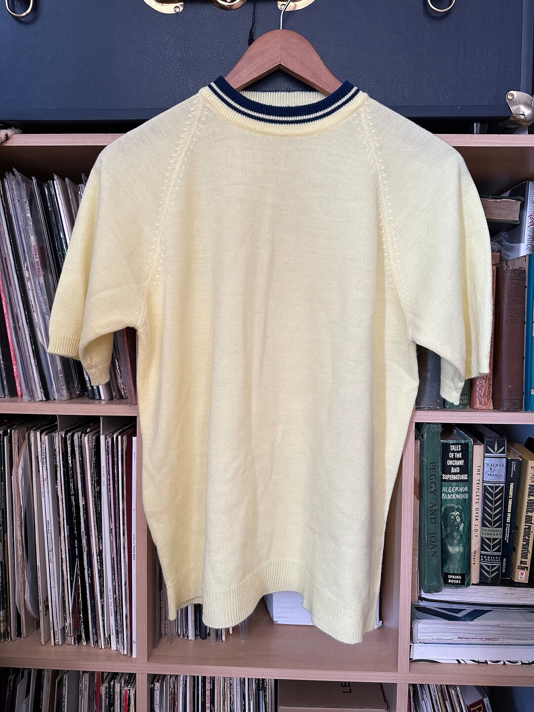 60’s Mod Striped Mock Neck Knit Yellow