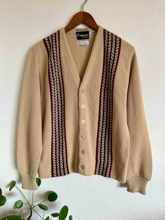 Vintage Striped Cardigan Vertical Panel Stripe V-neck Sweater  