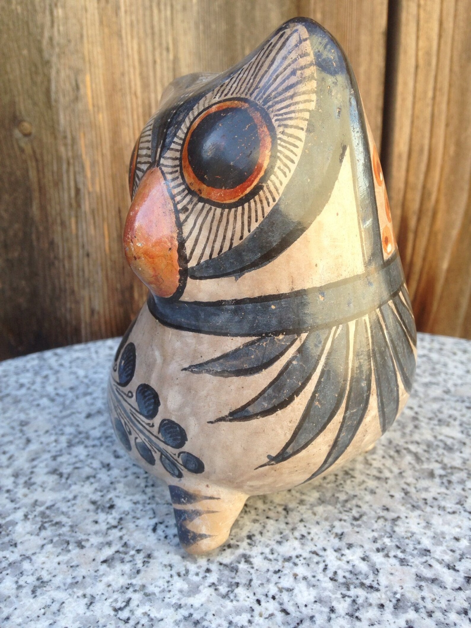 Vintage Tonala pottery Mexican owl figurine collectible folk Etsy
