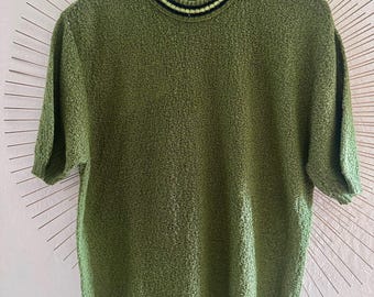 Vintage Towncraft Striped Mock Neck Sweater Shirt Knit Wide Stripe