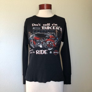 Vintage Harley Davidson shirt thermal 90s grunge motorcycle graphic long sleeve For Bikers Only RARE HD biker moto tee shirt unisex S small image 2